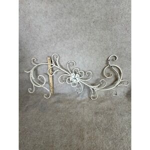 Cream Metal Floral Swirl Wall Decor Art Sculpture Cottage Chic‎ Accent